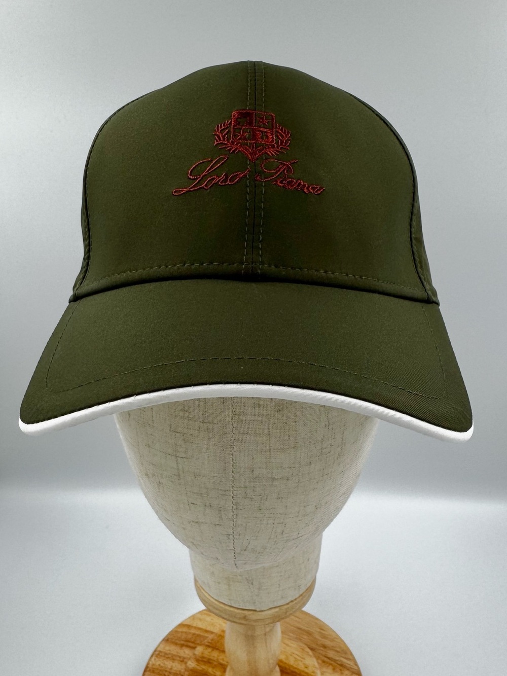 Loro Piana Storm System Cashmere Baseball Cap NWT Green White Trim